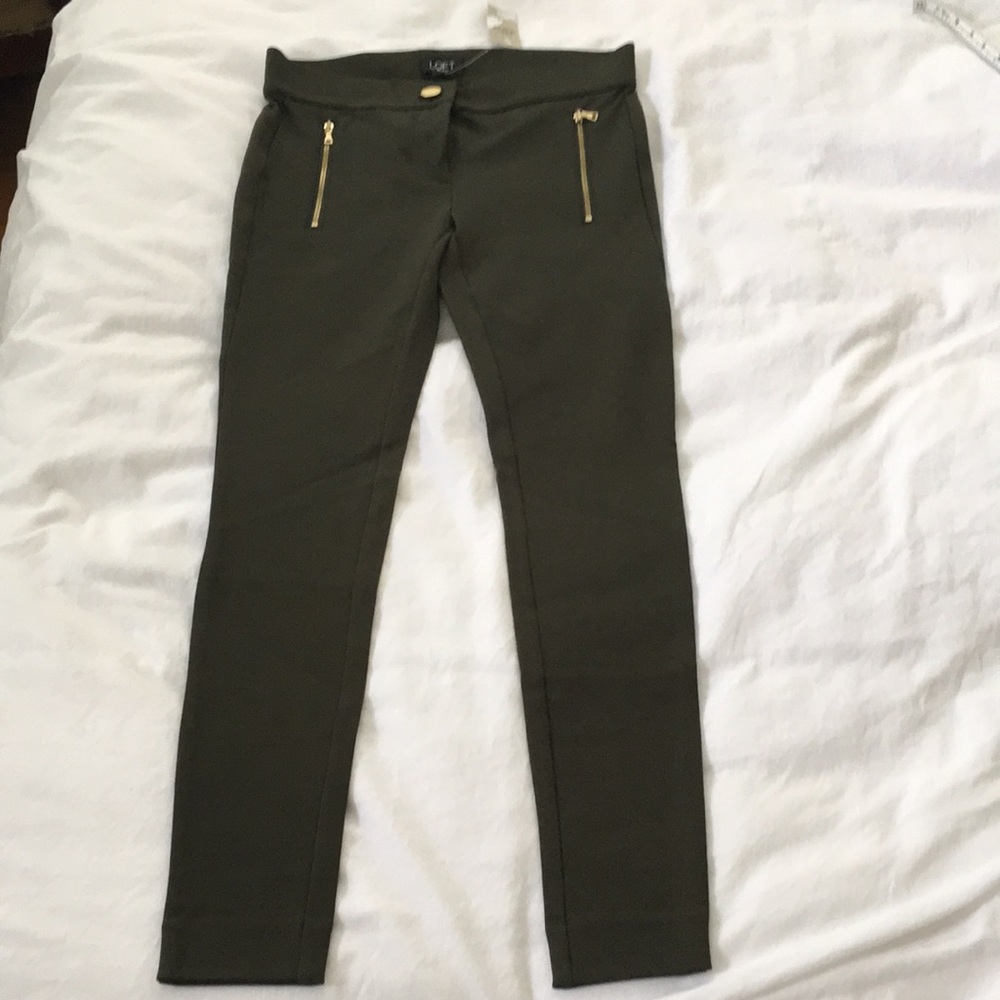 Loft Structured Leggings Pants with Gold Accents